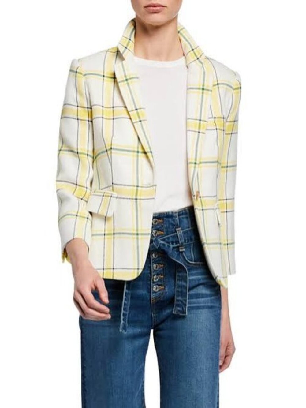 VERONICA BEARD Schoolboy Shrunken Plaid Blazer Jacket Dickey Sz 14